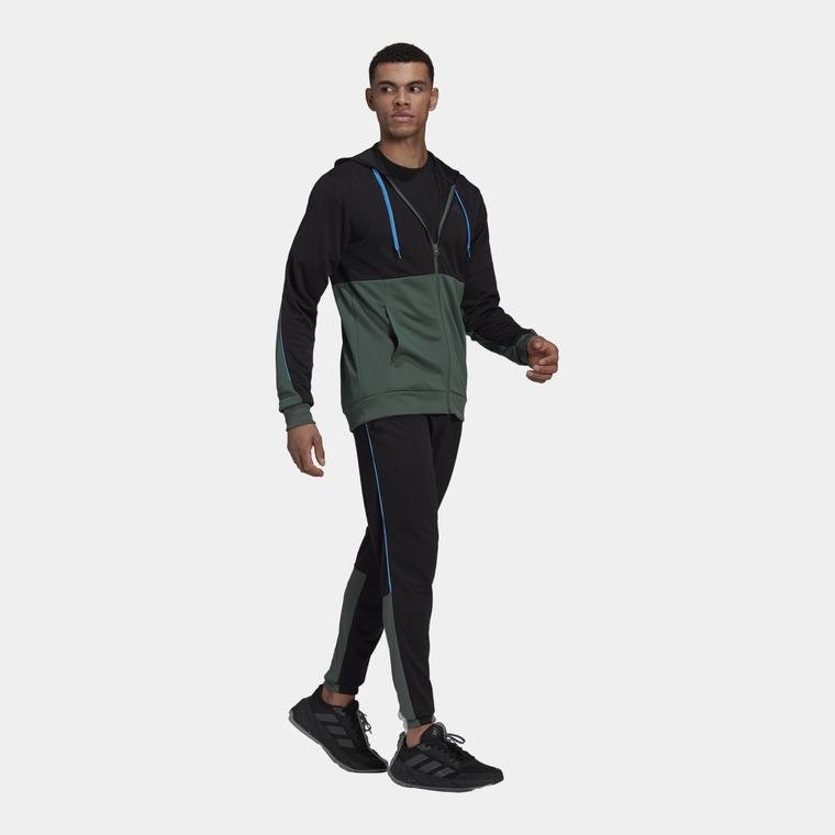 adidas Sportswear Ribbed AEROREADY Full-Zip Hoodie Erkek Eşofman Takımı