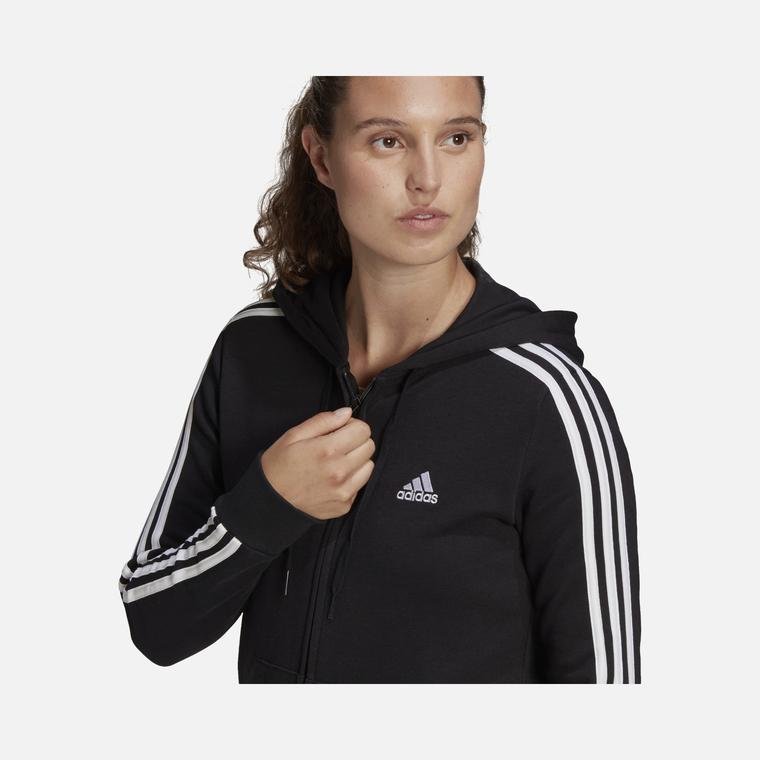 adidas Essentials French Terry 3-Stripes Full-Zip Hoodie Kadın Sweatshirt