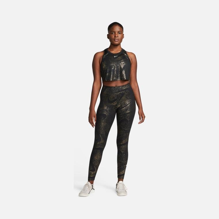 Nike One Dri-Fit Sparkle Swoosh Graphics Mid-Rise Training Kadın Tayt