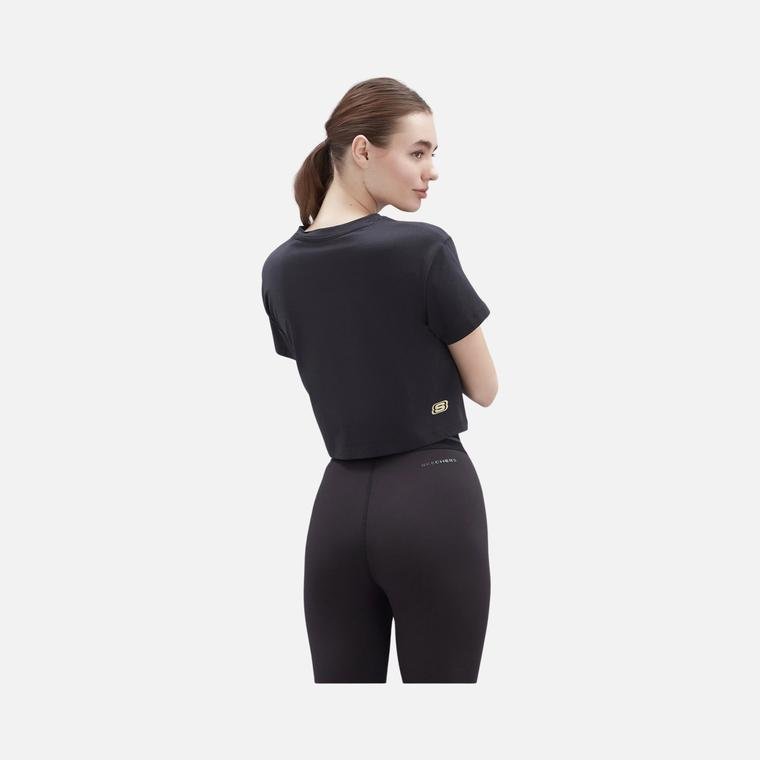Skechers Graphic Shiny Logo Cropped Training Short-Sleeve Kadın Tişört