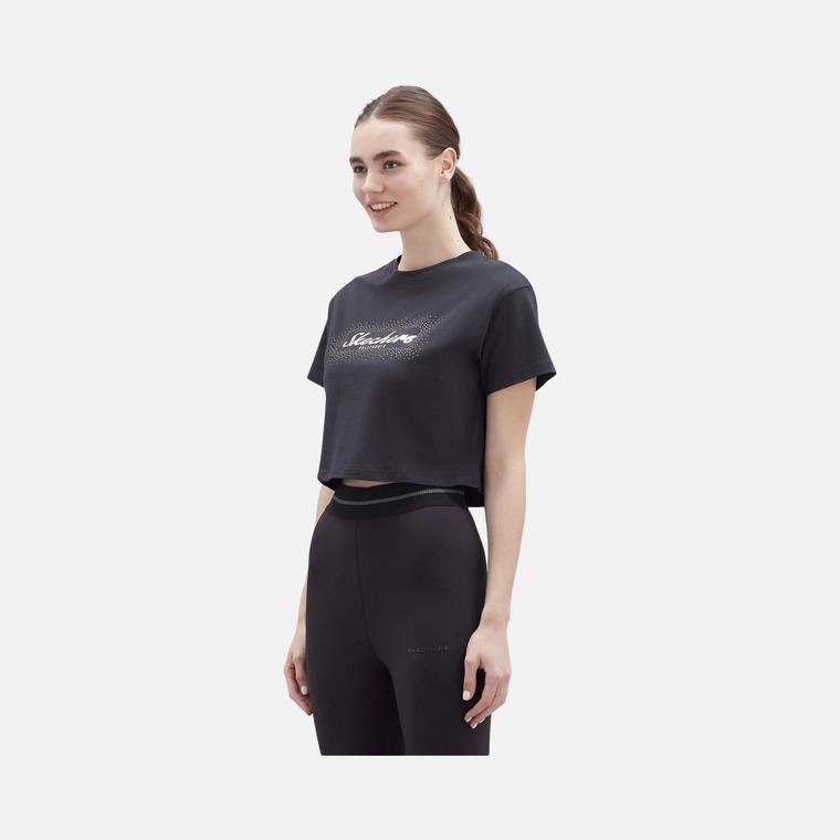 Skechers Graphic Shiny Logo Cropped Training Short-Sleeve Kadın Tişört