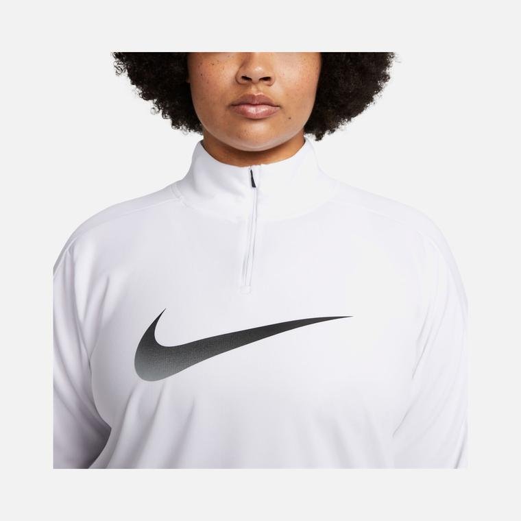 Nike Dri-Fit Swoosh Graphic Half-Zip Running Long-Sleeve (Plus Size) Kadın Tişört